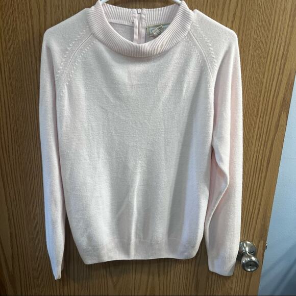 Studio Works Soft Pink High Neckline Sweater Women's Size Large Modest - Picture 3 of 7